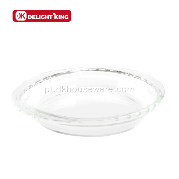 Assadeira de vidro forma de torta com design canelado